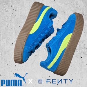 PUMA x Rihanna Fenty Creeper Phatty Suede Sneakers 399332-02 Blue Lime Women's 9